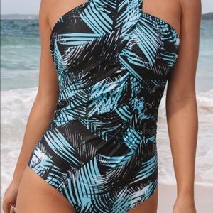 One piece crossed neck swimsuit